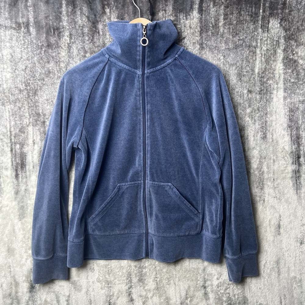 EVERLAST Boxing Equipment 90s Velour Track Jacket Women's M Blue Denim Heather
